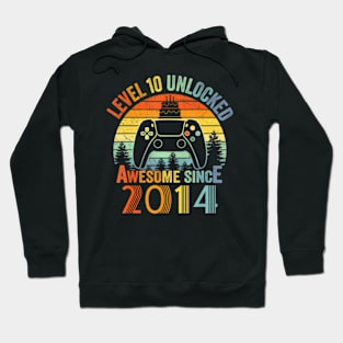 Level 10 Unlocked Video Gamer 10 Years Old 10 Birthday Hoodie